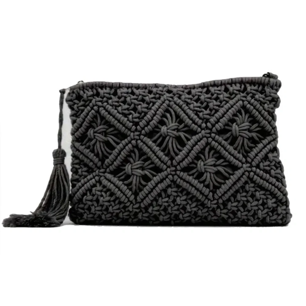 Elegant Black Crochet Clutch